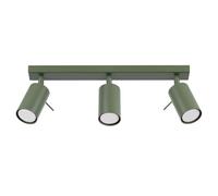 SOLLUX lighting Lampada Da Soffitto Orientabile Faretto Da Soffitto Di Acciaio 3 Paralumi 45 x 6 x 17 cm Verde Oliva Ring