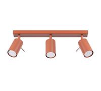SOLLUX lighting Lampada Da Soffitto Orientabile Faretto Da Soffitto Di Acciaio 3 Paralumi 45 x 6 x 17 cm Ocra Rossa Ring