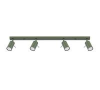 SOLLUX lighting Lampada Da Soffitto Orientabile Faretto Da Soffitto Di Acciaio 4 Paralumi 81 x 6 x 17 cm Verde Oliva Ring