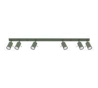 SOLLUX lighting Lampada Da Soffitto Orientabile Faretto Da Soffitto Di Acciaio 6 Paralumi 117 x 6 x 17 cm Verde Oliva Ring