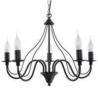 SOLLUX lighting Minerwa 7 Candeliere Lampadario, Lampada A Sospensione A Soffitto, Stile Glamour, Lampadina Sostituibile E14, 7x40 W, Acciaio, 60x60x80 cm, Nero