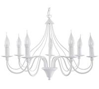 SOLLUX lighting Minerwa Lampadario Candeliere - Lampada a sospensione Soggiorno Lampada da tavolo da pranzo Camera da letto - 7 x 40 W Acciaio 60 x 60 x 80 cm Bianco 7 fiamme