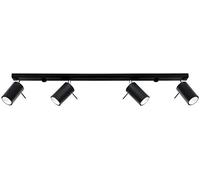 SOLLUX lighting LIGHTING Ring SL.0332 - Lampada da soffitto da 4 l, design minimalista e moderno, braccio regolabile e direzione della luce, lampadina GU10 sostituibile, 4 x 40 W, in acciaio nero, 80