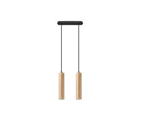 SOLLUX lighting Lino 3 Faretto Lampada A Sospensione A Soffitto, Design Scandinavo E Rustico, Lampadina GU10 Sostituibile, 3x40 W, Legno Naturale, Ner