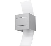 SOLLUX LIGHTING Loreto Lampada Da Parete Con Perforazione Lampada Da Parete Minimalista Per Interni Lampadina G9 Sostituibile 1 x 40 W 1 x 12 W LED Alluminio E Vetro Satinato Grigio 10 x 12 x 30 cm