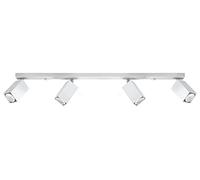 SOLLUX lighting Merida 4L Plafond Lampada Da Soffitto Minimalista Per Interni Paralume Mobile Lampadina GU10 Sostituibile 4 x 40 W 4 x 12 W LED Acciaio Verniciato A Polvere Bianco 80 x 6 x 16 cm