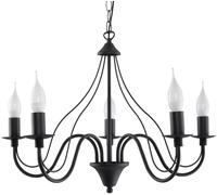 SOLLUX lighting Minerwa 7 Candeliere Lampadario, Lampada A Sospensione A Soffitto, Stile Glamour, Lampadina Sostituibile E14, 7x40 W, Acciaio, 60x60x80 cm, Nero