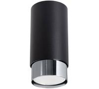 SOLLUX lighting Lampada Da Soffitto Faretto Da Soffitto Di Acciaio 1 Paralume 6 x 6 x 12,5 cm Cromo Nero