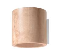 SOLLUX lighting Orbis Downlight Lampada da parete con paralume cilindrico - Lampada da parete per soggiorno, sala da pranzo, lampada da cucina e corridoio, in legno naturale, 10 x 12 x 10 cm