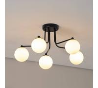 SOLLUX LIGHTING Plafoniera Astral, nera, lunghezza 64 cm, acciaio/vetro SOLLUX LIGHTING