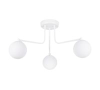 SOLLUX lighting Plafoniera Da Soffitto Lampadario Di Acciaio E Vetro 3 Paralumi 62 x 62 x 29 cm Bianco Astral