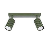 SOLLUX lighting Plafoniera Da Soffitto Lampadario In Alluminio 2 Paralumi 30 x 6,5 x 16,5 cm Karbon Verde Oliva