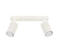 SOLLUX lighting Plafoniera Da Soffitto Lampadario In Alluminio 2 Paralumi 30 x 6,5 x 16,5 cm Karbon Beige