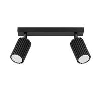 Sollux Lighting Plafoniera Da Soffitto Lampadario In Alluminio 2 Paralumi 30 x 6,5 x 16,5 cm Karbon Nero