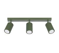 SOLLUX lighting Plafoniera Da Soffitto Lampadario In Alluminio 3 Paralumi 45 x 6,5 x 16,5 cm Karbon Verde Oliva