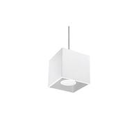 SOLLUX lighting Quad 1 Lampada a sospensione | Design moderno con paralume rettangolare | In alluminio con lampadina GU10 sostituibile, 1 x 40 W | Bianco, 10 x 10 x 110 cm