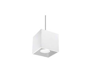 SOLLUX lighting Quad 1 Lampada a sospensione | Design moderno con paralume rettangolare | In alluminio con lampadina GU10 sostituibile, 1 x 40 W | Bianco, 10 x 10 x 110 cm