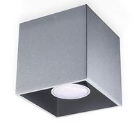 SOLLUX lighting Quad 1 Lampada da soffitto | Design moderno con paralume rettangolare | In alluminio con lampadina GU10 sostituibile, 1 x 40 W | Grigio, 10 x 10 x 10 cm