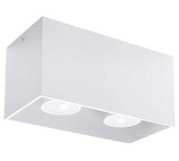 SOLLUX lighting Quad Maxi Lampada da soffitto | Design moderno con paralume rettangolare | In alluminio con lampadina GU10 sostituibile, 2 x 40 W | Bianco, 20 x 10 x 10 cm