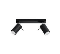 Sollux Lighting Ring 2 Lampada da parete | Design moderno e minimalista, regolabile braccio e direzione della luce | Lampadina GU10 sostituibile, 2 x 40 W | Acciaio, nero, 30 x 6 x 16 cm