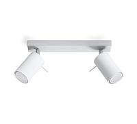 SOLLUX lighting Ring 2 Lampada da soffitto | Design moderno e minimalista, regolabile braccio e direzione della luce | Lampadina GU10 sostituibile, 2 x 40 W | Acciaio, bianco, 30 x 6 x 16 cm