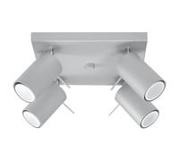 Sollux Lighting Ring 4 Lampada da parete | Design moderno e minimalista, regolabile braccio e direzione della luce | Lampadina GU10 sostituibile, 4 x 40 W | Acciaio, grigio, 25 x 25 x 16 cm