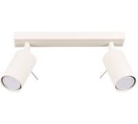SOLLUX lighting Lampada Da Soffitto Orientabile Faretto Da Soffitto Di Acciaio 2 Paralumi 30 x 6 x 17 cm Beige Ring