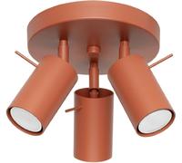 SOLLUX lighting Lampada Da Soffitto Orientabile Faretto Da Soffitto Di Acciaio 3 Paralumi 19,5 x 19,5 x 18,5 cm Ocra Rossa Ring