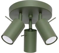 SOLLUX lighting Lampada Da Soffitto Orientabile Faretto Da Soffitto Di Acciaio 3 Paralumi 19,5 x 19,5 x 18,5 cm Verde Oliva Ring