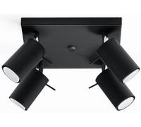 Sollux Lighting Ring 4 Lampada da parete | Design moderno e minimalista, regolabile braccio e direzione della luce | Lampadina GU10 sostituibile, 4 x 40 W | Acciaio, Nero, 25 x 25 x 16 cm