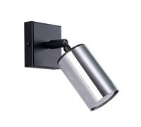 SOLLUX lighting - Winx Lampada da parete - Lampade da parete - Lampada decorativa - Lampada LED - Basso consumo energetico - GU10, 1x max 10W LED, ~230V, 50Hz - Nero/Cromo - 8x8x18,5cm