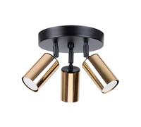 SOLLUX lighting - Winx Wall Sconceiling - Plafond da soffitto - Lampada decorativa - Lampada LED - Basso consumo energetico - GU10, 3x max 10W LED, ~230V, 50Hz - Nero/Oro - 19,5x19,5x20cm