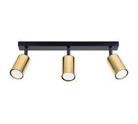 SOLLUX lighting - Winx Wall Sconceiling - Plafond da soffitto - Lampada decorativa - Lampada LED - Basso consumo energetico - GU10, 3x max 10W LED, ~230V, 50Hz - Nero/Oro - 45x6x18,5cm