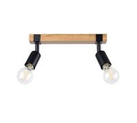 Sollux Zuca Faretto da soffitto moderno Twin Legno, Nero 2x E27
