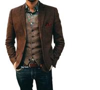 (Solo cappotto) abito da uomo Blazer marrone a spina di pesce smoking da ballo Tweed di lana monopetto due bottoni Bussiness/giacca da sposa