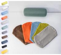 Solo federa, federa cilindrica in lino, federa per cuscino cervicale, per camera da letto e soggiorno (nero, 20 x 80 cm)