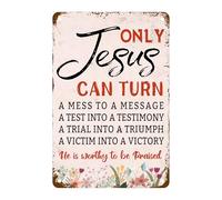 Solo Gesù può trasformare un disastro in un messaggio. Cartello in metallo con scritta "Una vittima in una vittoria", decorazione religiosa ispiratrice per casa, ufficio, caverna dell'uomo, accessori