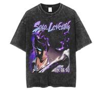 Solo Leveling - Maglietta da uomo con grafica anime, Nero-11., L