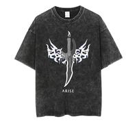Solo Leveling Shirt per ragazzi Uomo Anime, maglietta estiva in cotone, Nero/1, XXL