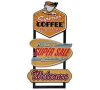 SOLO MOBILI Targa Pannello Metallo insegna Diner American Style - 40 x 77 x 2 cm