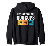Solo qui per Hookups Funny Camping RV Motorhome Caravan Felpa con Cappuccio