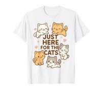 Solo Qui per i Gatti Kawaii Kawaii Kitten Lover Funny Cat Mamma Dad Maglietta