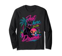 Solo Qui per Il Dramma Black Cat Tropical Retro Maglia a Manica