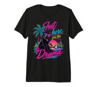 Solo Qui per Il Dramma Black Cat Tropical Retro Maglietta Premium