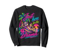 Solo Qui per Il Dramma Sloth Tropical Retro Felpa