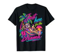 Solo Qui per Il Dramma Sloth Tropical Retro Maglietta