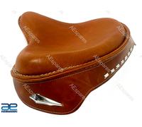 Solo Sedile Harley Tan Leather Skirt Knucklehead Panhead Shovel TC Bobber AEs