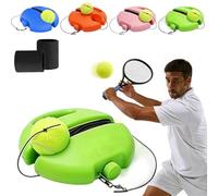 Solo Tennis Trainer Rebound Ball Set,Portable Solo Tennis Practice Device with Anti-Tangle String & Stable Base, Tenniss Training Equipment for Kids Adults Beginners Garden (Green with 1 Ball)