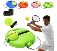 Solo Tennis Trainer Rebound Ball Set,Portable Solo Tennis Practice Device with Anti-Tangle String & Stable Base, Tenniss Training Equipment for Kids Adults Beginners Garden (Green with 2 Balls)