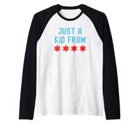 Solo Un Bambino dalla Bandiera della Città di Chicago Maglia con Maniche Raglan